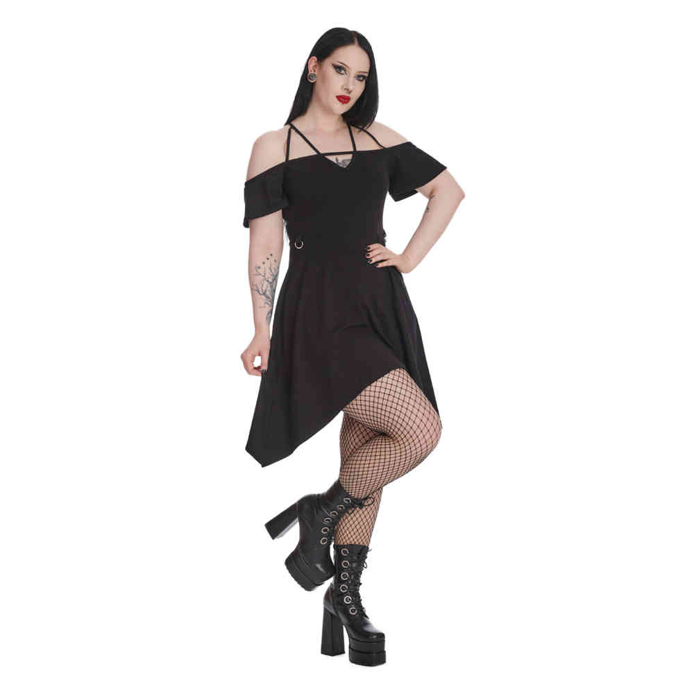 Banned - Witching Your Thoughts Off Shoulder Kurzes Kleid - Schwarz